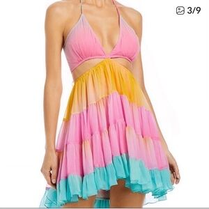 Rococo Sand Pink and Blue Mini Dress